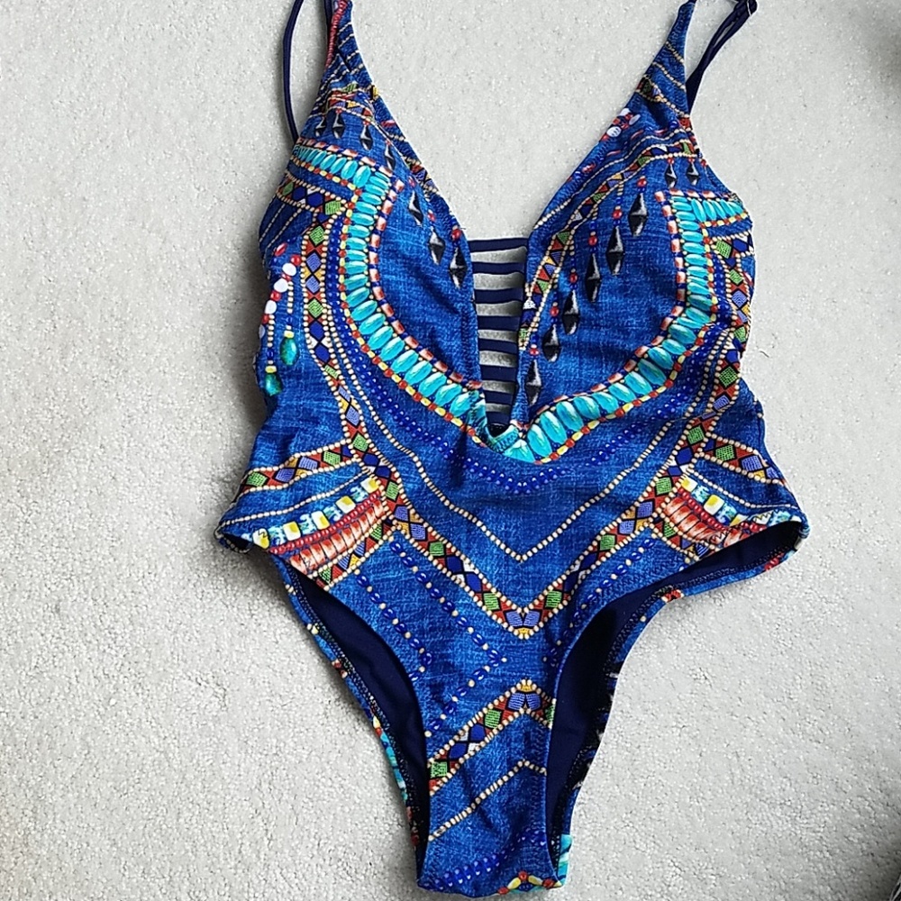 NWT Coral Tropics One Piece lace up swimsuit